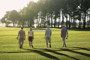 Golfers walking