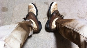 Dirty golf shoes