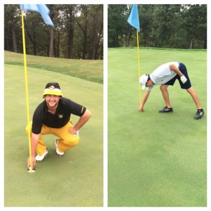 Two players from different teams on the green